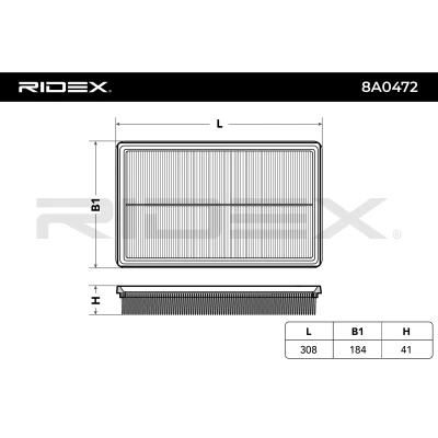 8A0472 RIDEX Воздушный фильтр (фото 5)