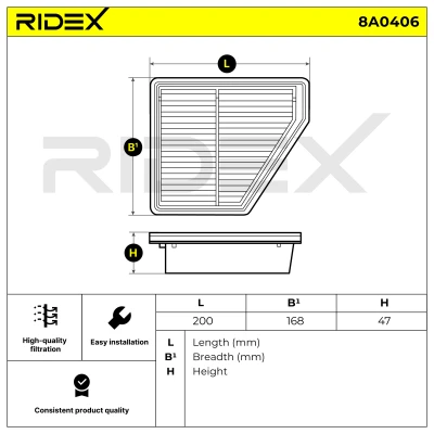 8A0406 RIDEX Воздушный фильтр (фото 6)