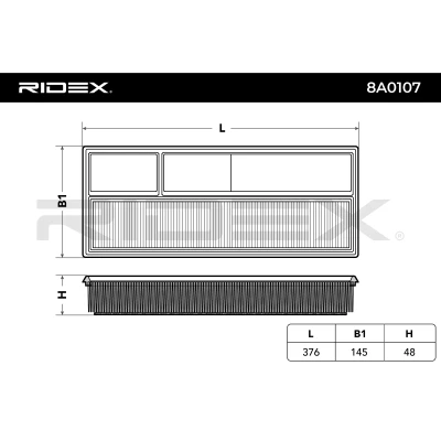 8A0107 RIDEX Воздушный фильтр (фото 7)