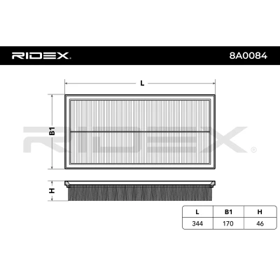 8A0084 RIDEX Воздушный фильтр (фото 6)