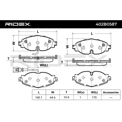402B0587 RIDEX Комплект тормозных колодок, дисковый тормоз (фото 5)