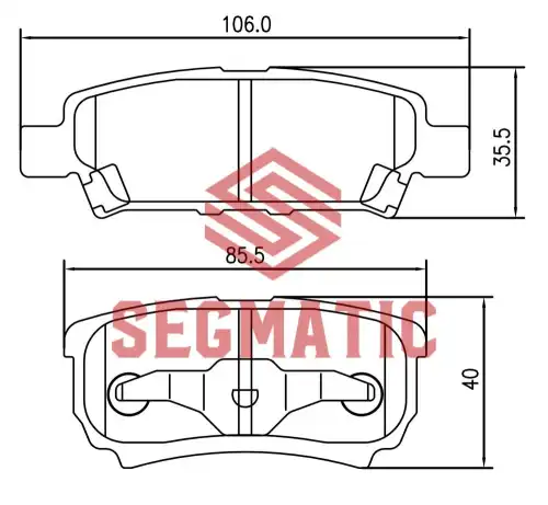 SGBP2566 SEGMATIC Колодка торм диск зад mitsubishi lancer 1.6 2003-2008, mitsubishi lancer 1.6 2003-, mitsubi (фото 1)