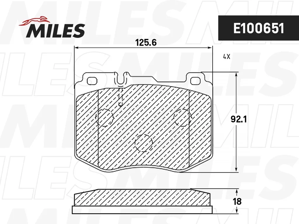 E100651 MILES Комплект тормозных колодок, дисковый тормоз (фото 1)