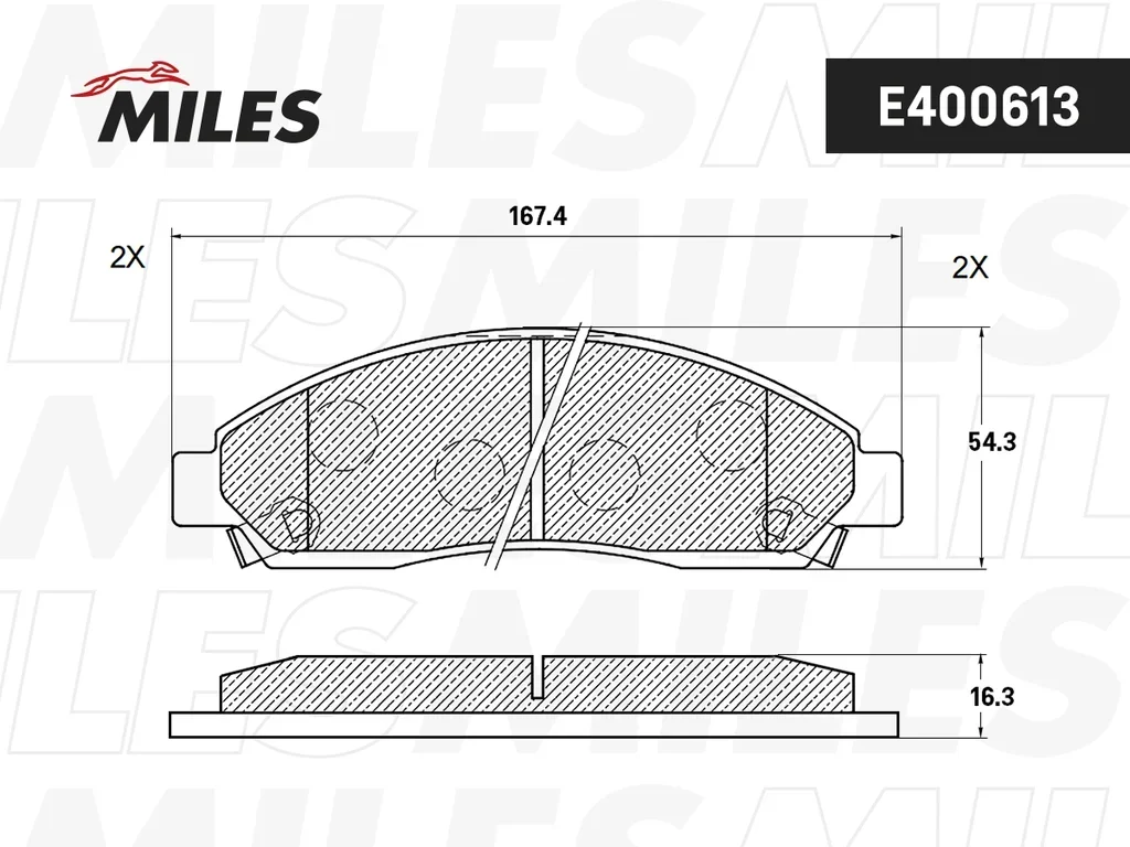 E400613 MILES Комплект тормозных колодок, дисковый тормоз (фото 2)