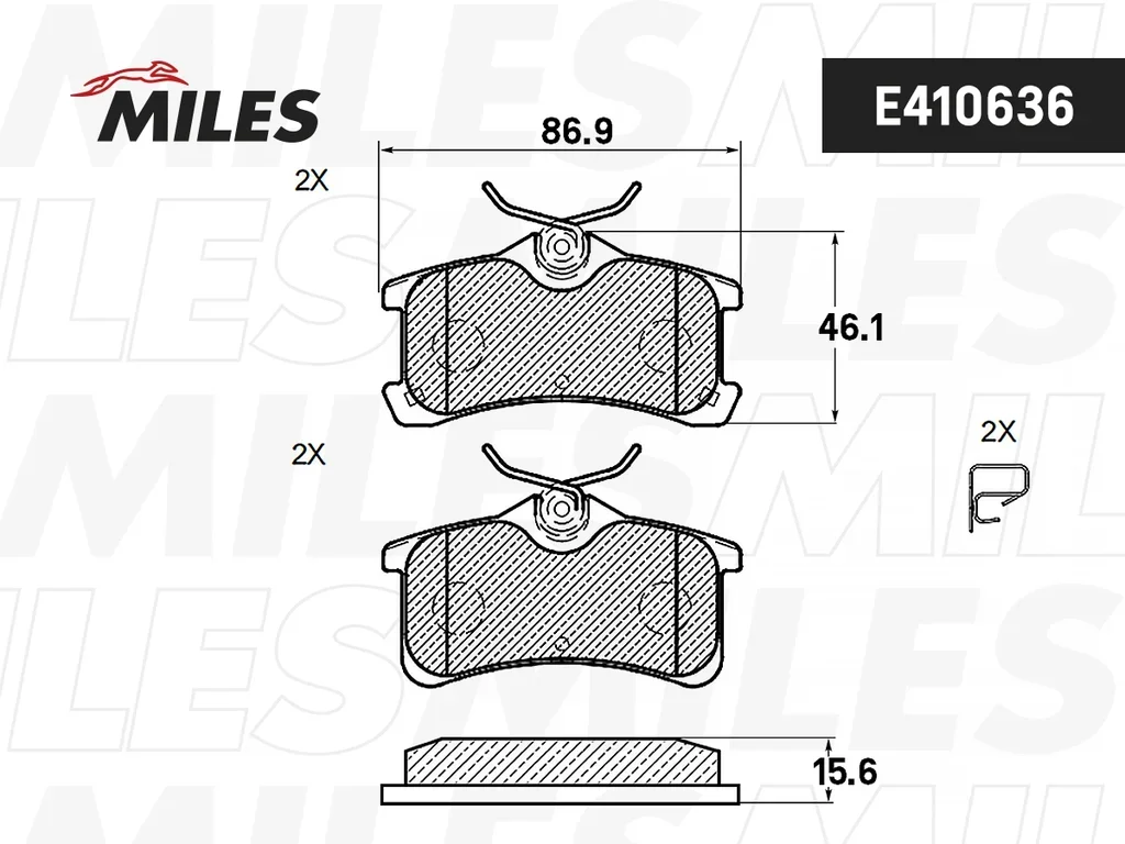 E410636 MILES Комплект тормозных колодок, дисковый тормоз (фото 1)