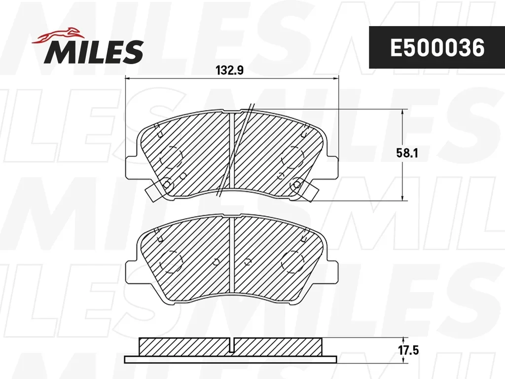 E500036 MILES Комплект тормозных колодок, дисковый тормоз (фото 3)
