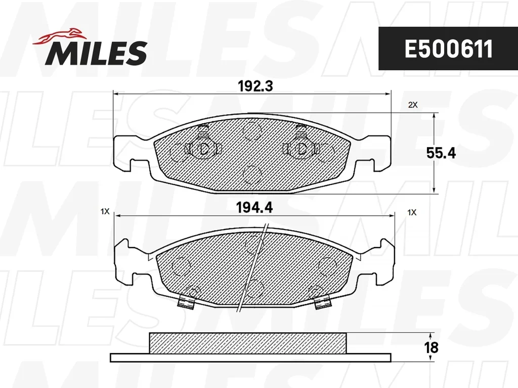 E500611 MILES Комплект тормозных колодок, дисковый тормоз (фото 2)