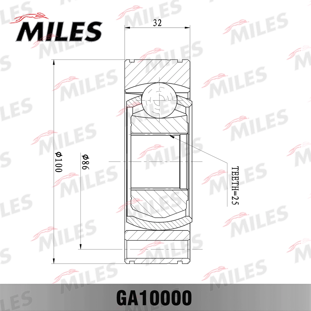 GA10000 MILES Шарнирный комплект, приводной вал (фото 4)