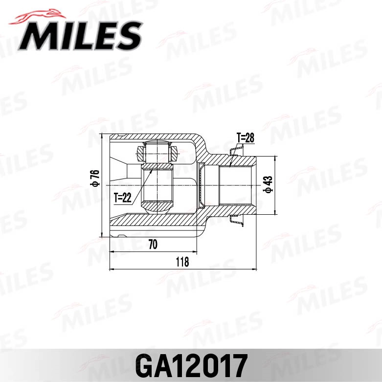 GA12017 MILES Шарнирный комплект, приводной вал (фото 2)