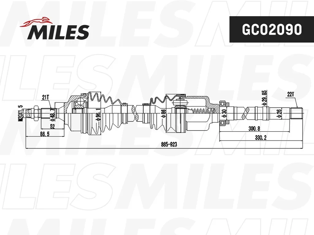 GC02090 MILES Приводной вал (фото 3)