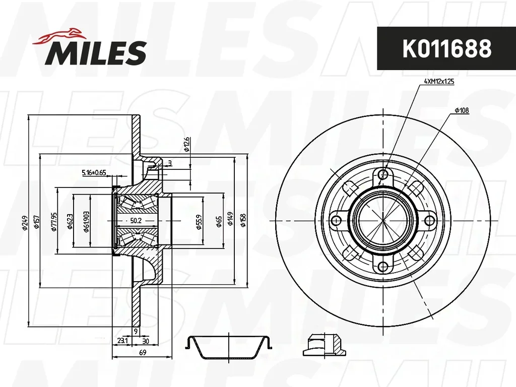 K011688 MILES Тормозной диск (фото 3)