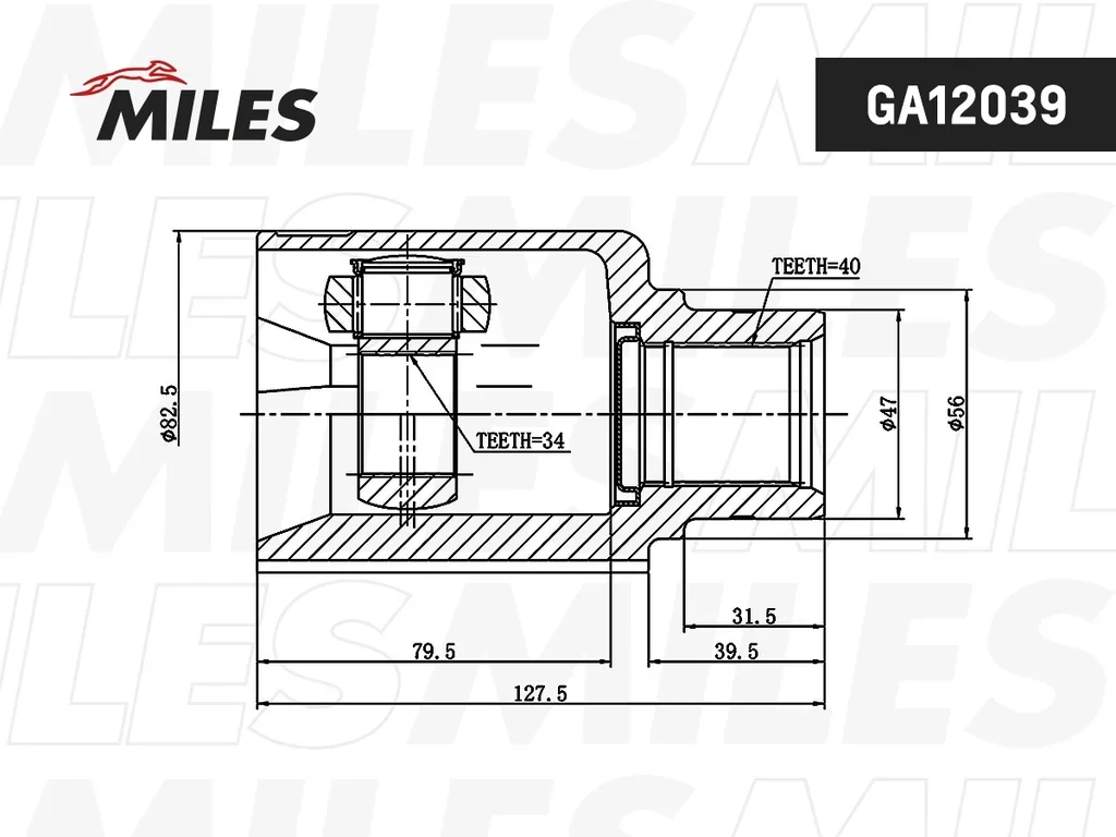 GA12039 MILES Шарнирный комплект, приводной вал (фото 2)