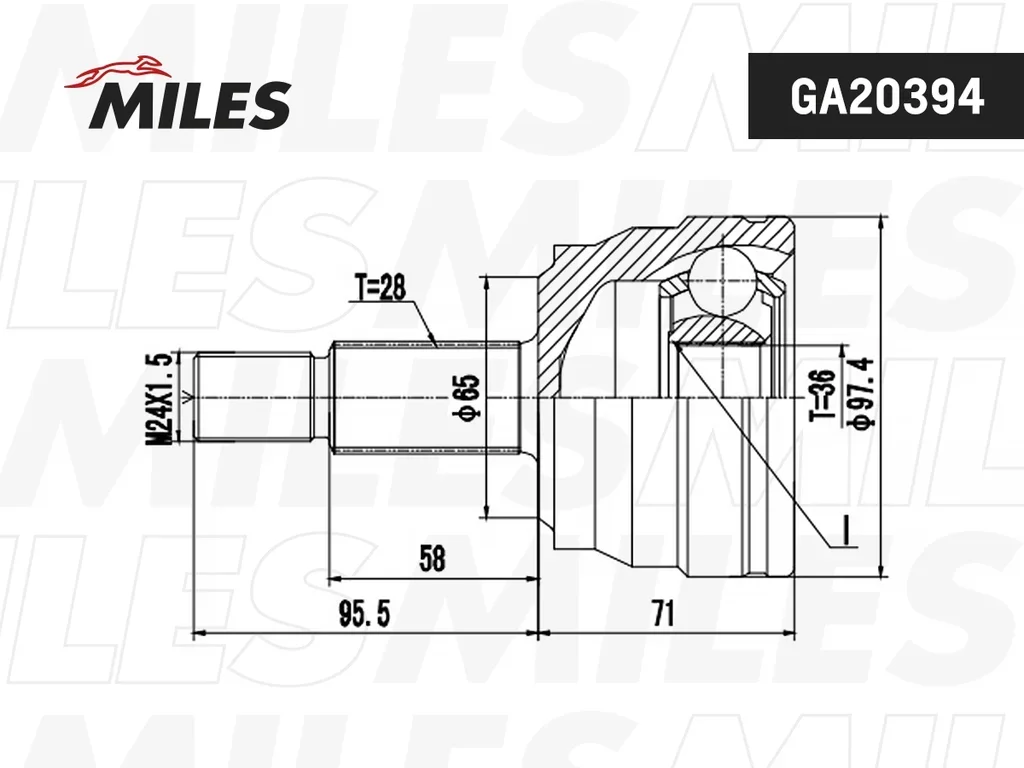 GA20394 MILES Шарнирный комплект, приводной вал (фото 1)