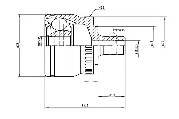 AW1510101A AYWIPARTS Шрус наружний (со стороны колеса) (фото 1)