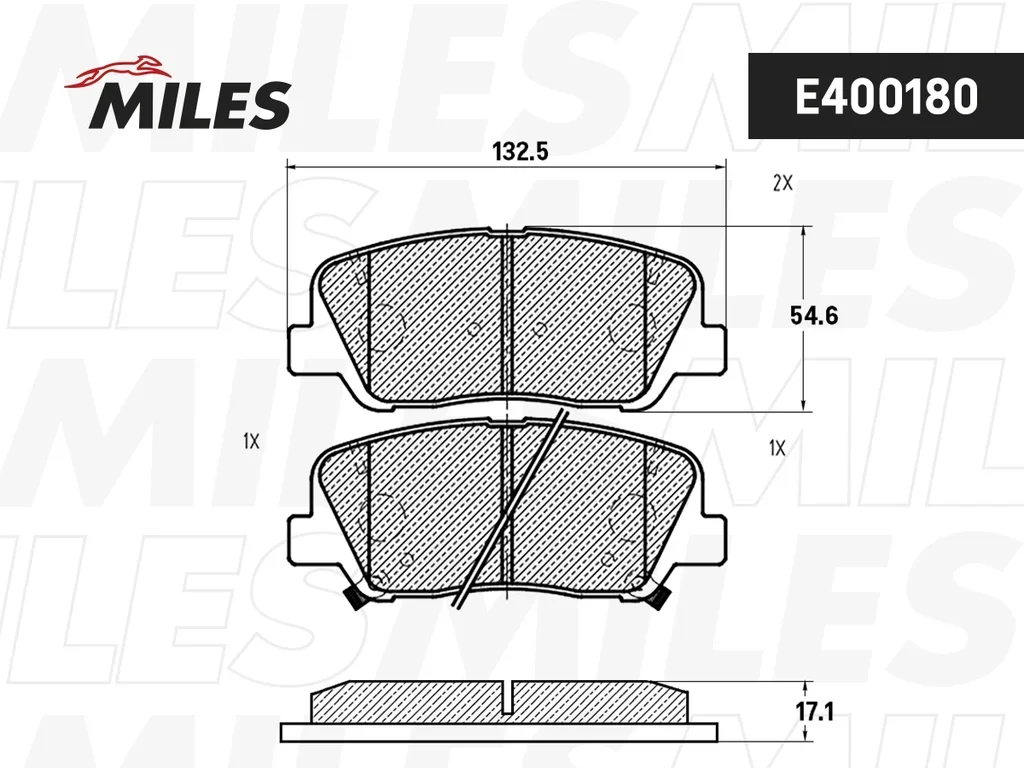 E400180 MILES Комплект тормозных колодок, дисковый тормоз (фото 2)