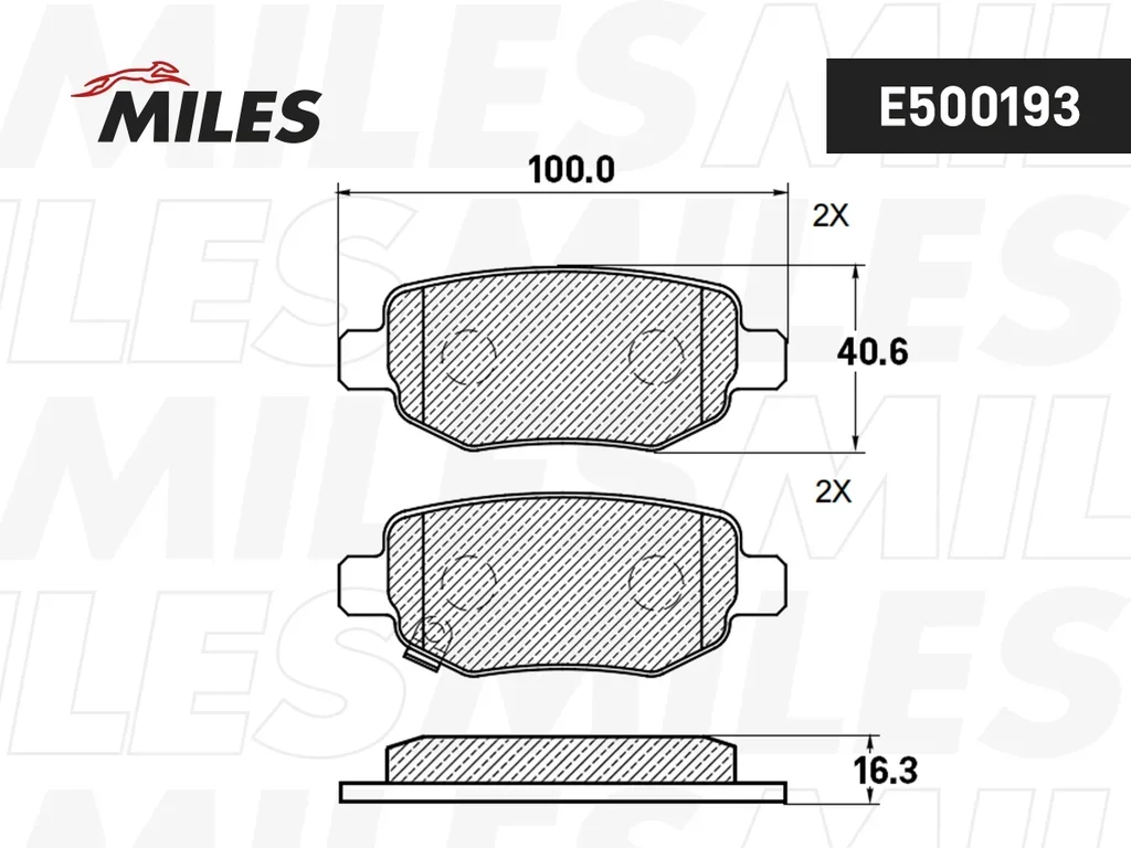 E500193 MILES Комплект тормозных колодок, дисковый тормоз (фото 2)
