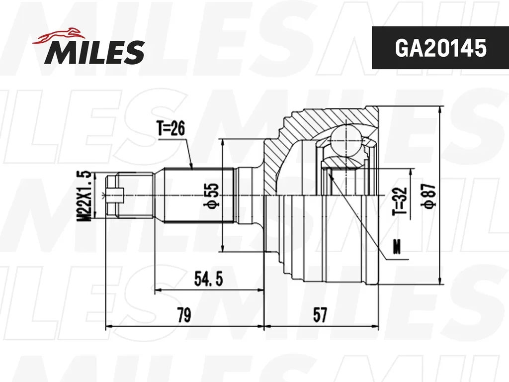 GA20145 MILES Шарнирный комплект, приводной вал (фото 3)