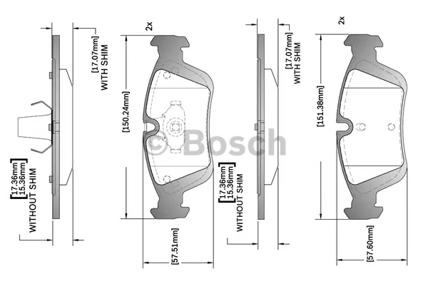 F 03B 150 287 BOSCH Тормозные колодки (фото 1)