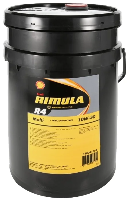 550041357 SHELL Моторное масло 10W30 минеральное Rimula R4 Multi 20 л (фото 1)