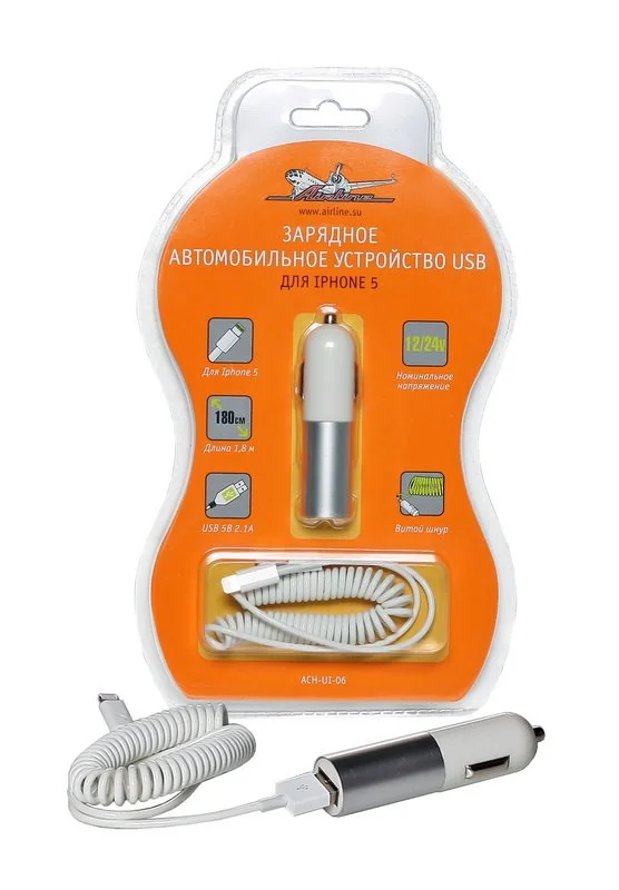 ACH-UI-06 Airline Зарядное устройство автомобильное USB для IPhone 5, 6 (фото 1)