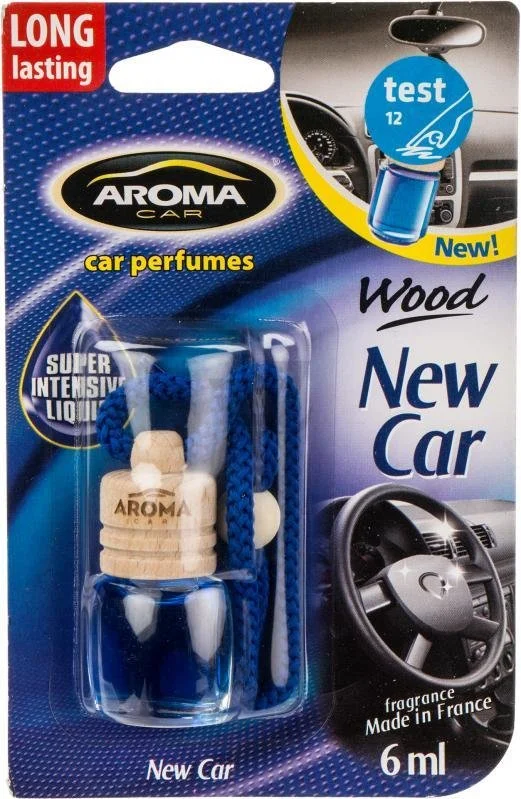 A63110 AROMA CAR Ароматизатор Wood NEW CAR, 6 мл, подвесной жидкий (фото 1)