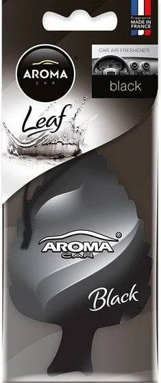 A92088 AROMA CAR Ароматизатор Leaf BLACK, подвесной картонный (фото 1)