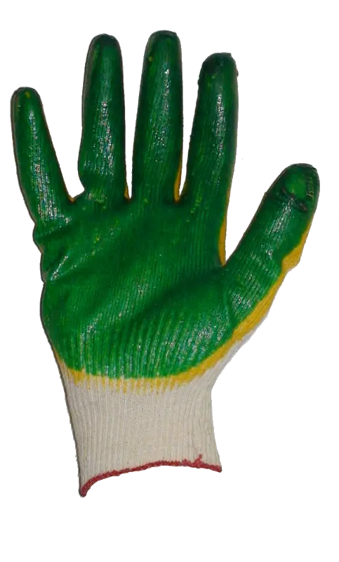PR704 MYPROTECT Рабочие перчатки х/б двойной облив латекса (желто- зеленый) (фото 1)