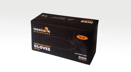 48802 CHAMAELEON Перчатки Nitrile Gloves цв. голубой, L, упаковка (100шт) (фото 1)