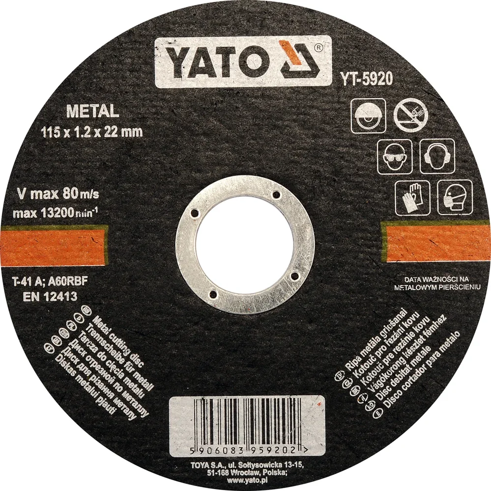 YT-5920 YATO Диск отрезной по металлу 115х1,2х22мм (фото 1)