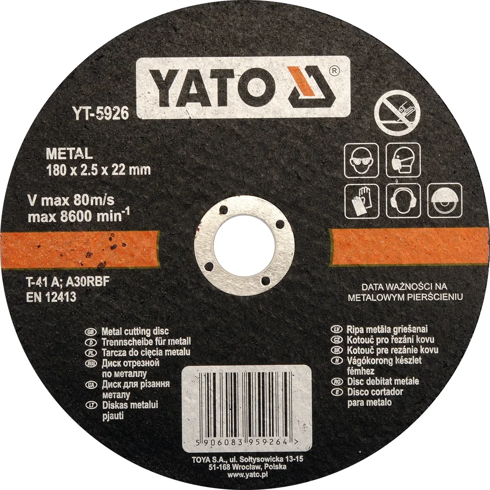 YT-5926 YATO Диск отрезной по металлу 180х252х22мм (фото 1)