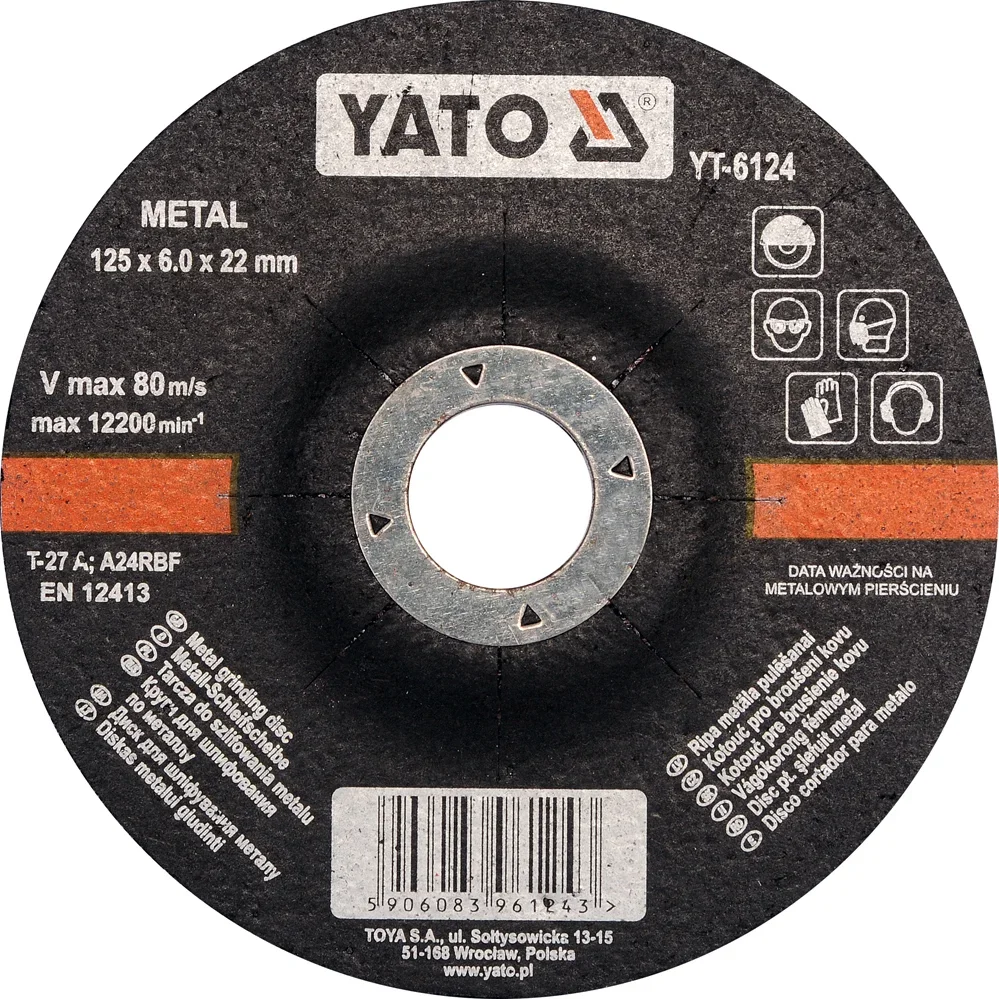 YT-6124 YATO Круг для шлифования металла 125х6,0х22 (фото 1)