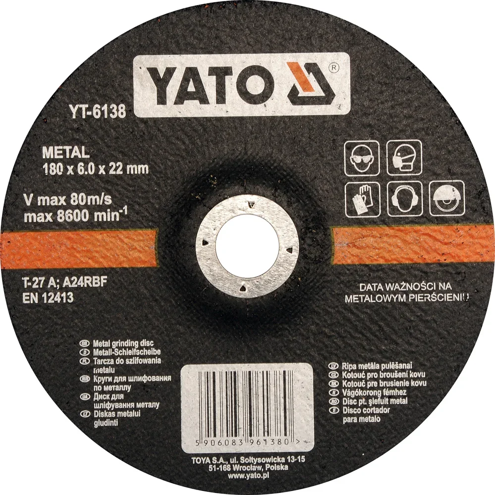 YT-6138 YATO Диск шлифоваль/зачист.по металлу 180х6,0 (фото 1)