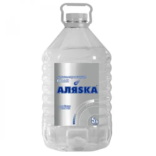 5535 ALYASKA Вода дистиллированная для применения в кислотных аккумуляторах и разбавления концентратов охлаждающих жидкостей, 5л (фото 1)