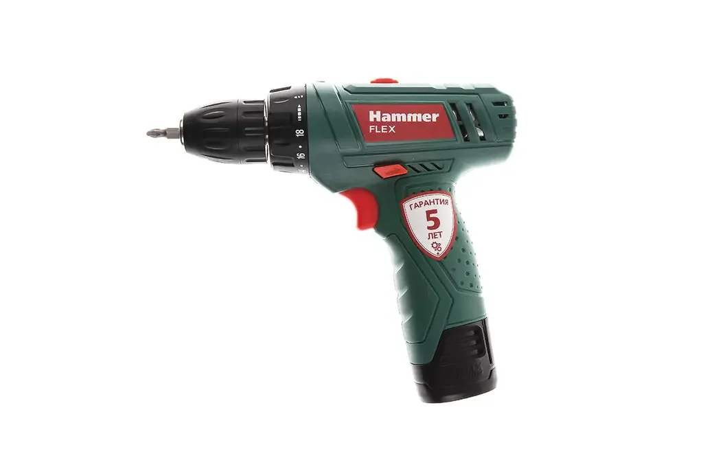 511316 HAMMER Дрель аккумуляторная Hammer Flex ACD120GLi 12.0В 2x1.3ач 10мм 0-350/0-1250об/мин 20нм зар. 3ч (фото 1)
