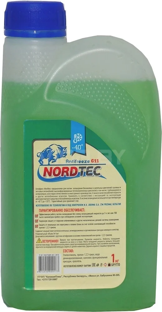 NORDTEC ANTIFREEZE-40 G11 зеленый 1кг NORDTEC Антифриз (фото 1)