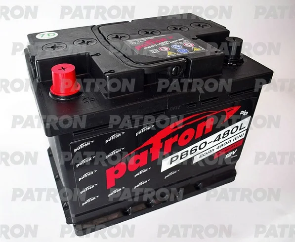 PB60-480L PATRON Аккумулятор Замена - PB60-500L. PATRON POWER 12V 60AH 480A ETN 1(L+) 242x175x190mm 14.6kg (фото 1)
