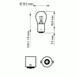 12498ECOCP PHILIPS Лампа (P21W) BA15s стоп/поворот (белая) EcoVision (фото 1)