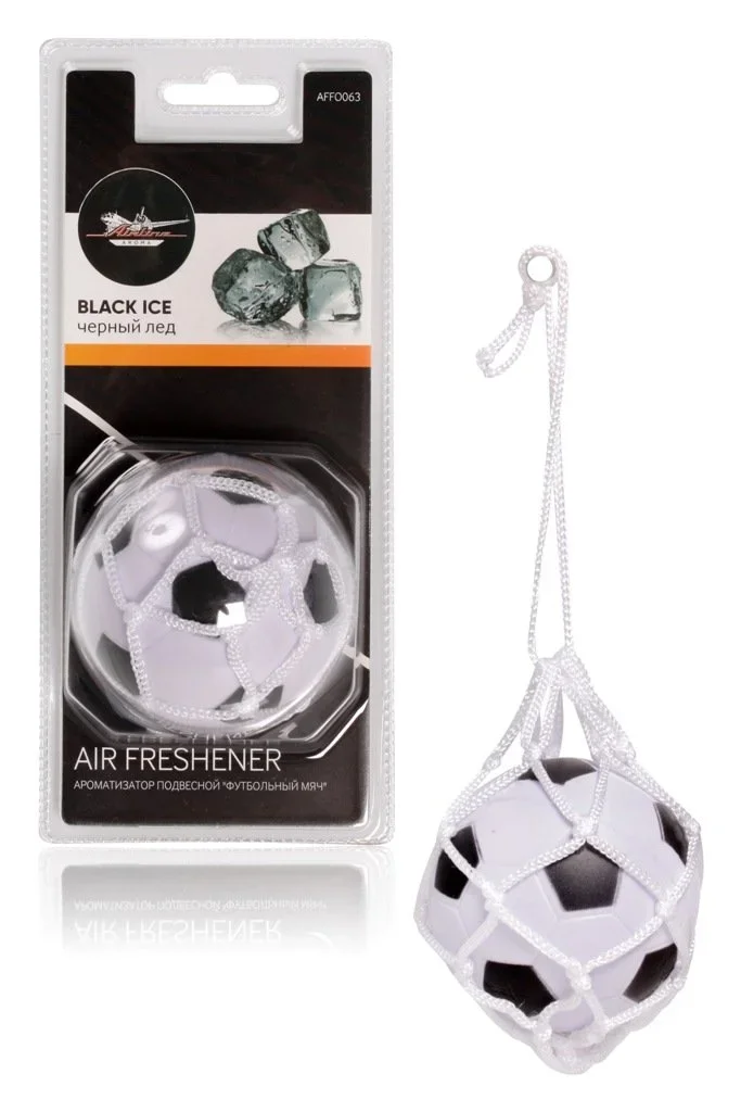 AFFO063 Airline Ароматизатор подвесной "Футбольный мяч" черный лед (фото 1)