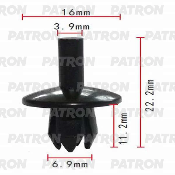 P37-0094 PATRON Клипса пластмассовая Ford применяемость: освещение, кузов - решётки (фото 1)