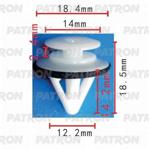 P37-0161 PATRON Клипса пластмассовая Mazda применяемость: подкрылки, защита, внутренняя отделка - двери, бампер, молдинги (фото 1)