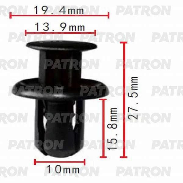P37-0162 PATRON Клипса пластмассовая Mazda применяемость: бампер, решётки (фото 1)