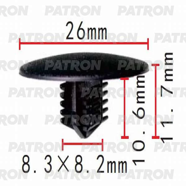 P37-0181 PATRON Клипса пластмассовая Mitsubishi применяемость: подкапотное пространство - фиксатор, уплотнитель (фото 1)