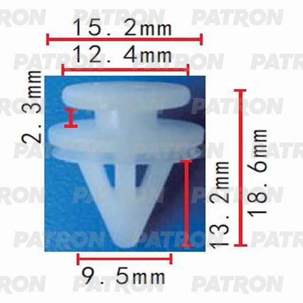 P37-0270 PATRON Клипса пластмассовая Renault применяемость: молдинги (фото 1)