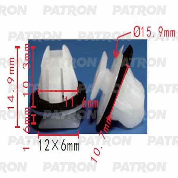 P37-0302 PATRON Клипса пластмассовая Infiniti,Nissan применяемость: брызговики, подкрылок (фото 1)
