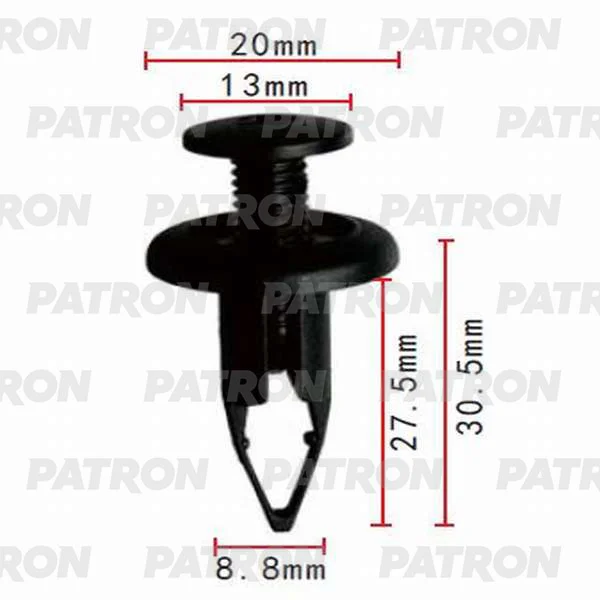P37-0318 PATRON Клипса пластмассовая Lexus, Toyota применяемость: бампер, защита, подкрылок, отделка (фото 1)
