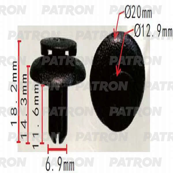 P37-0320 PATRON Клипса пластмассовая ввинчивающаяся (черная) SUBARU (фото 1)