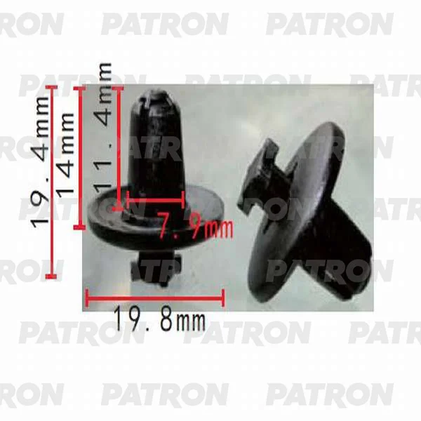 P37-0332 PATRON Клипса пластмассовая Citroen, Peugeot, Renault применяемость: брызговики, подкрылок (фото 1)