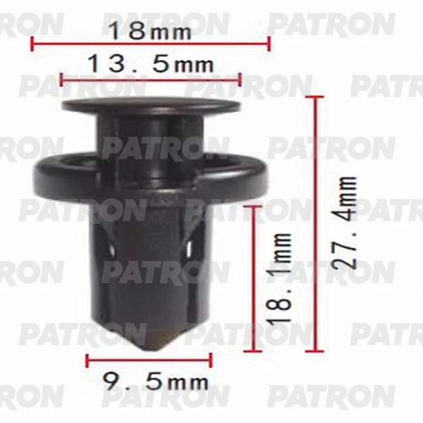 P37-0341 PATRON Клипса пластмассовая Infiniti, Nissan, Subaru применяемость: бампер (фото 1)