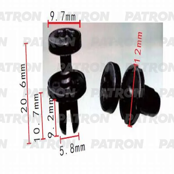 P37-0515 PATRON Клипса пластмассовая Renault Peugeot винтовая распорная применяемость: бампер (фото 1)