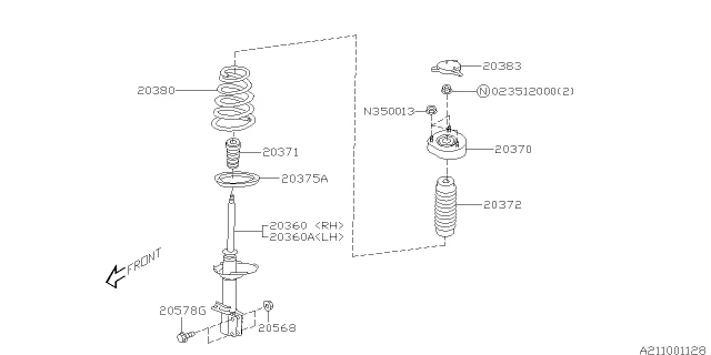 20360FE640 SUBARU Strut compl r rh (фото 2)